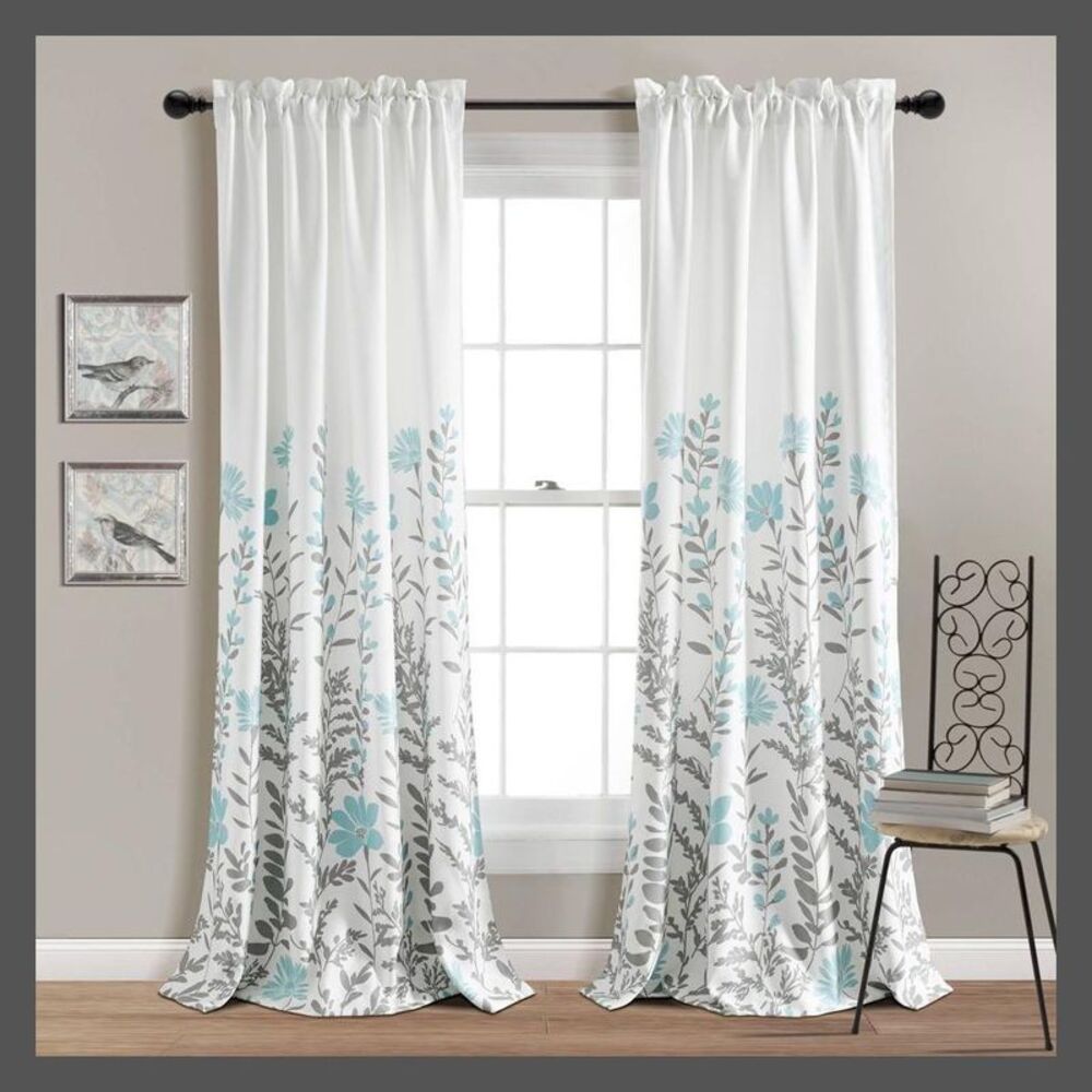 Lush Decor - 2pk 52"x84" Light Filtering Aprile Curtain Panels  Blue